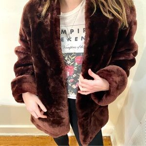 Vintage REAL FUR brown coat with lining